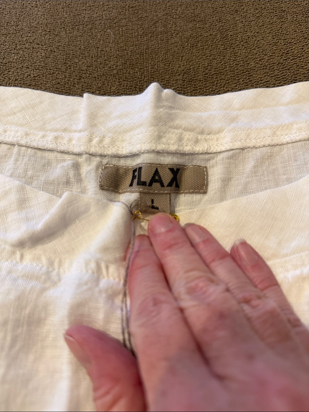 New Flax Size Large 100% Linen Short Sleeve Dress With Pockets (TD) - Picture 4 of 6